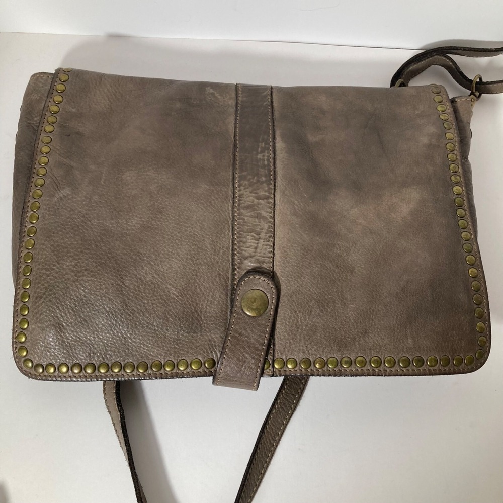 Womens Viola Castellani Leather Taupe Shoulder Crossbody Bag 9154 NWT